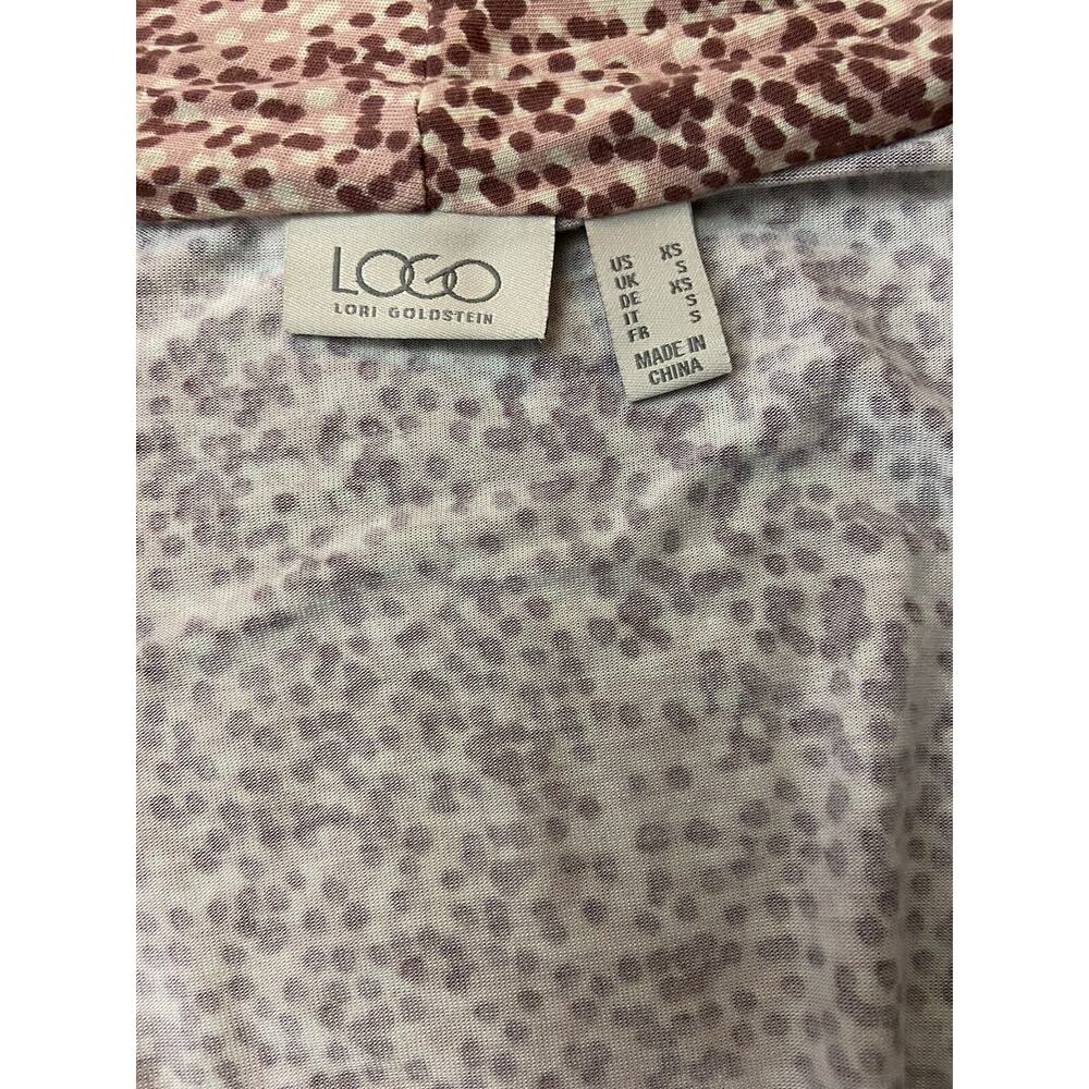 LOGO By Lori Goldstien Pink Long Sleeve Cardigan Size XS Mixed Print Pockets - Picture 5 of 8